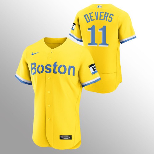 Boston Boston Red Sox #11 Rafael Devers Men's 2021 City Connect Gold Authentic Jersey Men's cheap jerseys for sale - CheapJerseys.Shop