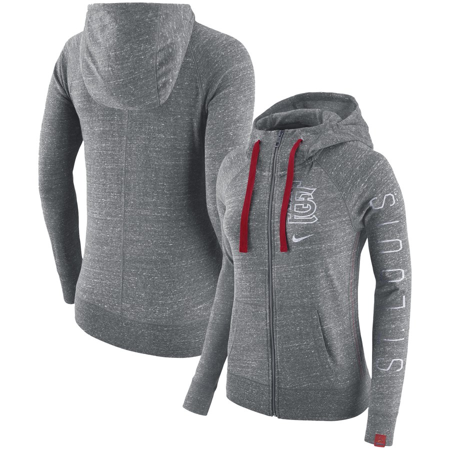 St. Louis Cardinals Women's Vintage Full-Zip Hoodie Gray cheap jerseys for sale - CheapJerseys.Shop