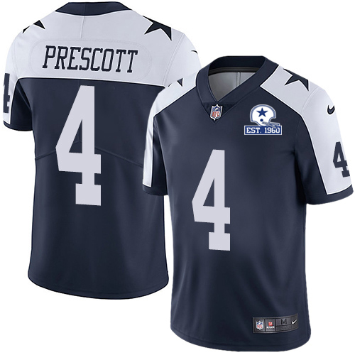 Cowboys #4 Dak Prescott Navy Blue Thanksgiving Men's Stitched With Established In 1960 Patch Vapor Untouchable Limited Throwback Jersey cheap jerseys for sale - CheapJerseys.Shop