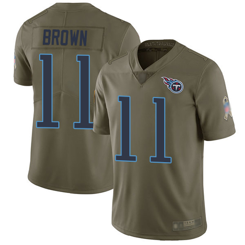 Tennessee Titans #11 A.J. Brown Olive Men's Stitched Limited 2017 Salute To Service Jersey Men's cheap jerseys for sale - CheapJerseys.Shop