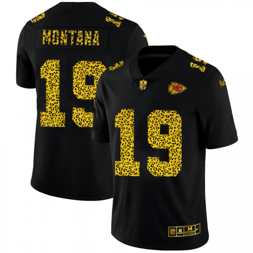 Kansas City Kansas City Chiefs #19 Joe Montana Men's Leopard Print Fashion Vapor Limited Jersey Black Men's cheap jerseys for sale - CheapJerseys.Shop