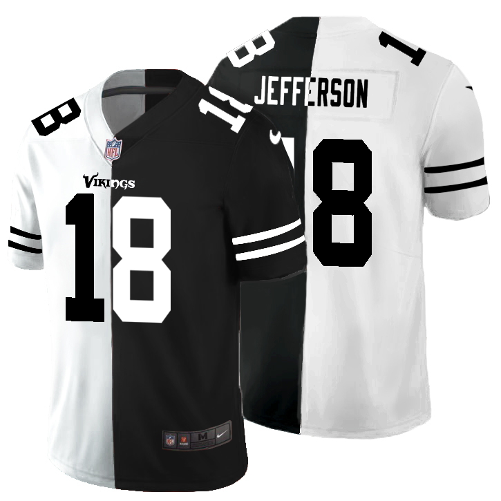 Minnesota Vikings #18 Justin Jefferson Men's Black V White Peace Split Vapor Untouchable Limited Jersey cheap jerseys for sale - CheapJerseys.Shop