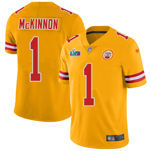 Chiefs #1 Jerick McKinnon Gold Super Bowl LVII Patch Youth Stitched Limited Inverted Legend Jersey cheap jerseys for sale - CheapJerseys.Shop