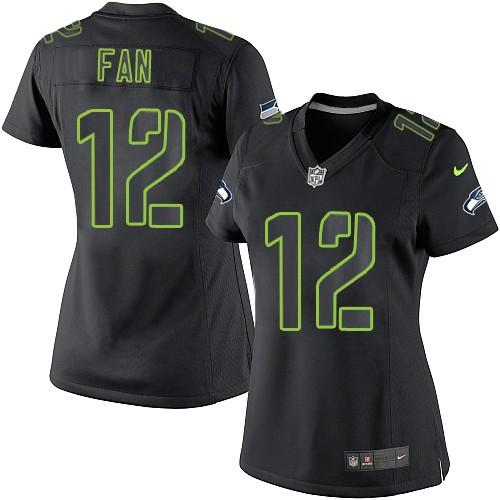 Seahawks #12 Fan Black Impact Women's Stitched Limited Jersey cheap jerseys for sale - CheapJerseys.Shop