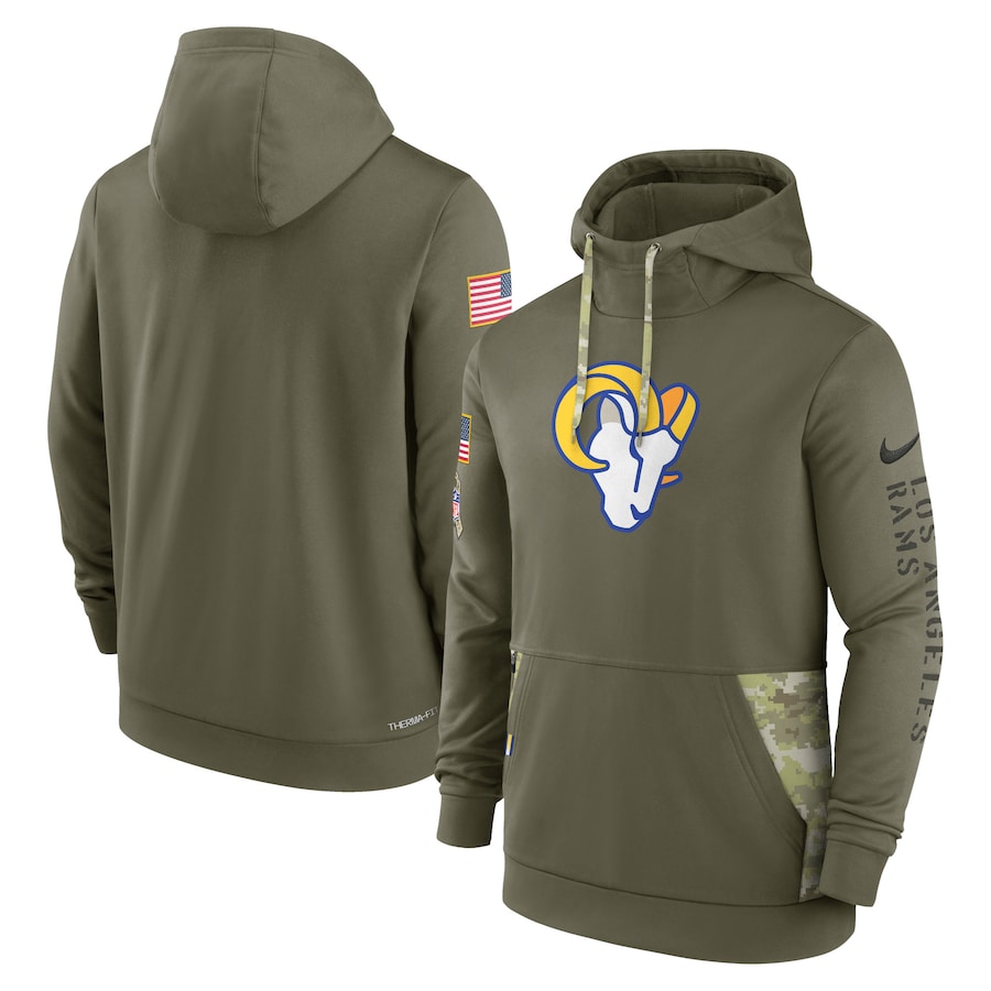 Los Angeles Rams 2022 Salute To Service Therma Performance Pullover Hoodie - Olive cheap jerseys for sale - CheapJerseys.Shop