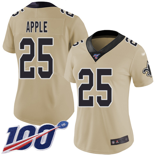 New Orleans Saints #25 Eli Apple Gold Women's Stitched Limited Inverted Legend 100th Season Jersey Womens cheap jerseys for sale - CheapJerseys.Shop