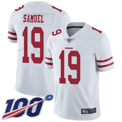 49ers #19 Deebo Samuel White Men's Stitched 100th Season Vapor Limited Jersey cheap jerseys for sale - CheapJerseys.Shop