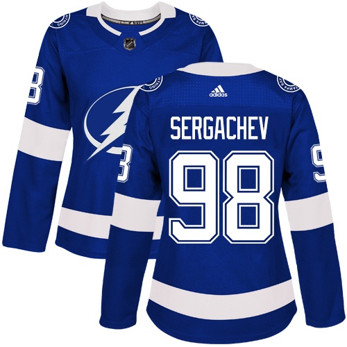 Tampa Bay Lightning #98 Mikhail Sergachev Blue Home Authentic Women's Stitched Jersey Womens cheap jerseys for sale - CheapJerseys.Shop