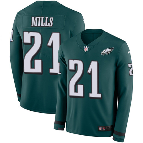 Philadelphia Eagles #21 Jalen Mills Green Team Color Youth Stitched Limited Therma Long Sleeve Jersey Youth cheap jerseys for sale - CheapJerseys.Shop