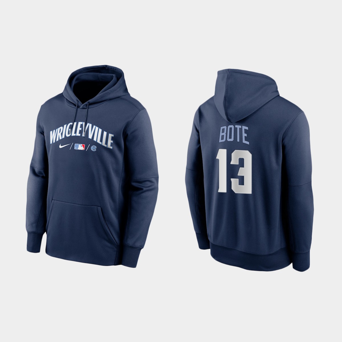 Chicago Cubs #13 David Bote Men's 2021 City Connect Navy Therma Hoodie cheap jerseys for sale - CheapJerseys.Shop