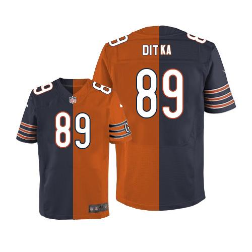 Bears #89 Mike Ditka Navy Blue/Orange Men's Stitched Elite Split Jersey cheap jerseys for sale - CheapJerseys.Shop