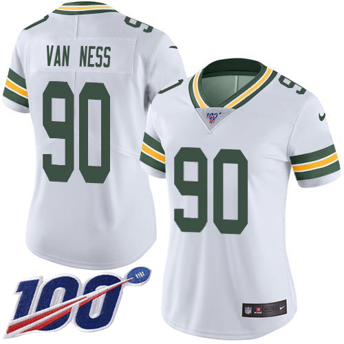 Packers #90 Lukas Van Ness White Women's Stitched 100th Season Vapor Untouchable Limited Jersey cheap jerseys for sale - CheapJerseys.Shop