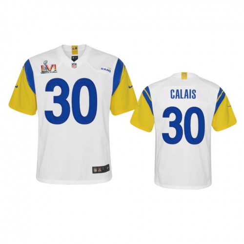 Los Angeles Los Angeles Rams #30 Raymond Calais Youth Super Bowl LVI Patch Alternate Game Jersey - White Youth cheap jerseys for sale - CheapJerseys.Shop