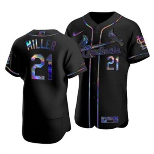 St. Louis St.Louis Cardinals #21 Andrew Miller Men's Iridescent Holographic Collection Jersey - Black Men's cheap jerseys for sale - CheapJerseys.Shop