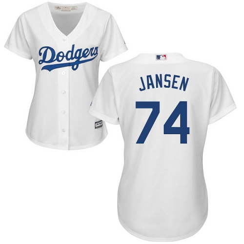 Los Angeles Dodgers #74 Kenley Jansen White Home Women's Stitched Jersey Womens cheap jerseys for sale - CheapJerseys.Shop