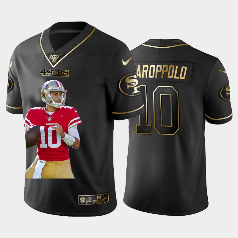 San Francisco 49ers #10 Jimmy Garoppolo Team Hero Vapor Limited 100 Jersey Black Golden cheap jerseys for sale - CheapJerseys.Shop