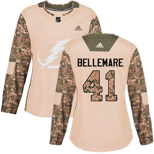 Tampa Bay Lightning #41 Pierre-Edouard Bellemare Camo Women's Authentic 2017 Veterans Day Stitched Jersey Womens cheap jerseys for sale - CheapJerseys.Shop