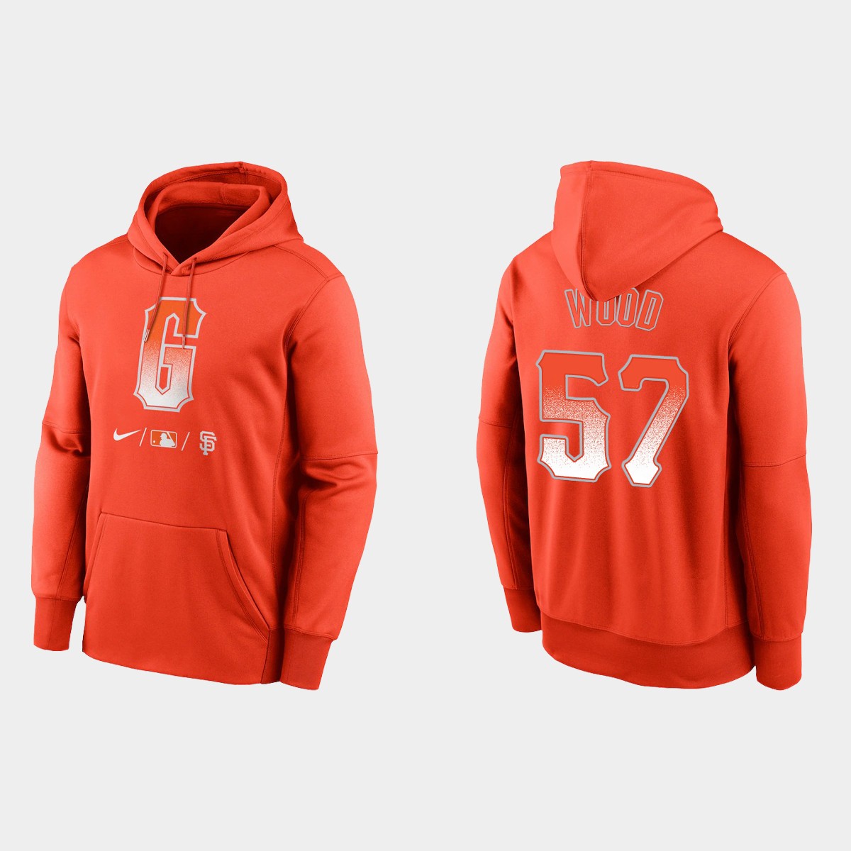 San Francisco Giants #57 Alex Wood Men's 2021 City Connect Therma Pullover Orange Hoodie cheap jerseys for sale - CheapJerseys.Shop