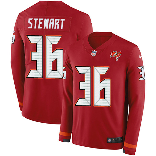 Tampa Bay Buccaneers #36 M.J. Stewart Red Team Color Youth Stitched Limited Therma Long Sleeve Jersey Youth cheap jerseys for sale - CheapJerseys.Shop