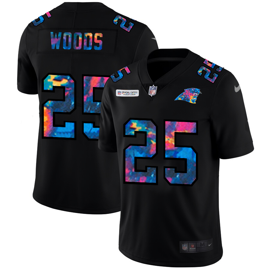 Carolina Panthers #25 Xavier Woods Men's Multi-Color Black 2020 Crucial Catch Vapor Untouchable Limited Jersey cheap jerseys for sale - CheapJerseys.Shop