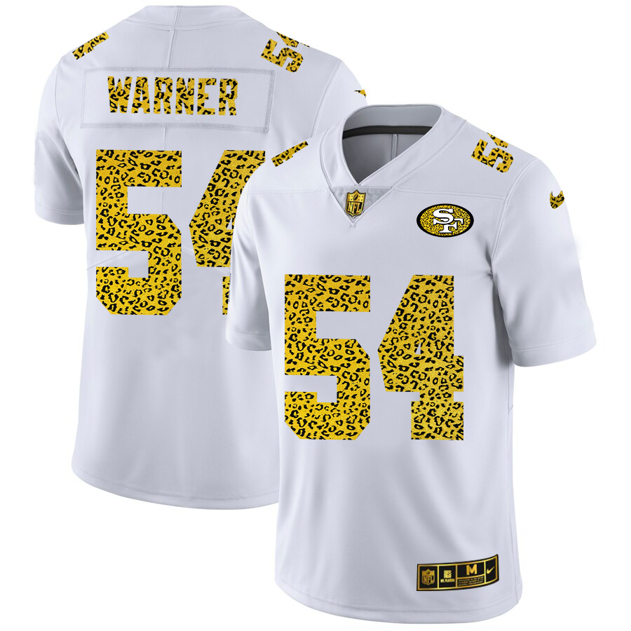 San Francisco 49ers #54 Fred Warner Men's Flocked Leopard Print Vapor Limited Jersey White cheap jerseys for sale - CheapJerseys.Shop