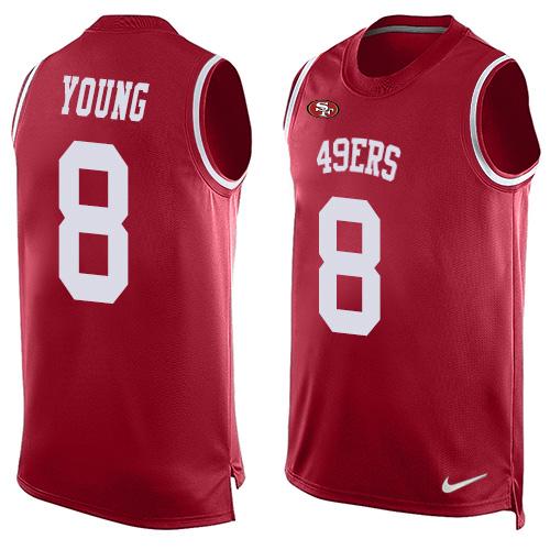 49ers #8 Steve Young Red Team Color Men's Stitched Limited Tank Top Jersey cheap jerseys for sale - CheapJerseys.Shop