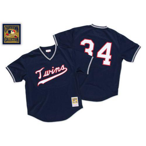 Mitchell And Ness 1985 Minnesota Twins #34 Kirby Puckett Navy Blue Throwback Stitched Jersey Men's cheap jerseys for sale - CheapJerseys.Shop