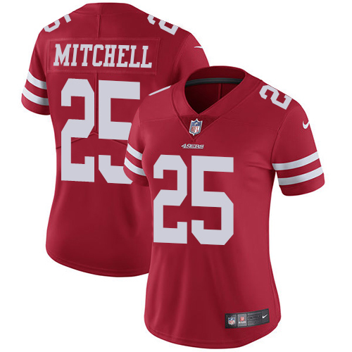 49ers #25 Elijah Mitchell Red Team Color Women's Stitched Vapor Untouchable Limited Jersey cheap jerseys for sale - CheapJerseys.Shop