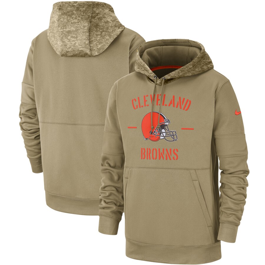Men's Cleveland Browns Tan 2019 Salute To Service Sideline Therma Pullover Hoodie cheap jerseys for sale - CheapJerseys.Shop