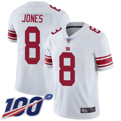 Giants #8 Daniel Jones White Men's Stitched 100th Season Vapor Limited Jersey cheap jerseys for sale - CheapJerseys.Shop