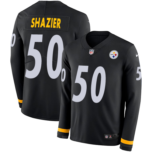 Pittsburgh Steelers #50 Ryan Shazier Black Team Color Men's Stitched Limited Therma Long Sleeve Jersey Men's cheap jerseys for sale - CheapJerseys.Shop