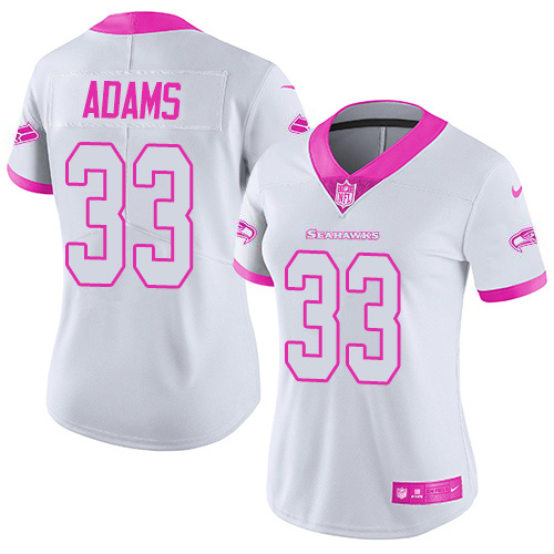 Seahawks #33 Jamal Adams White/Pink Women's Stitched Limited Rush Fashion Jersey cheap jerseys for sale - CheapJerseys.Shop