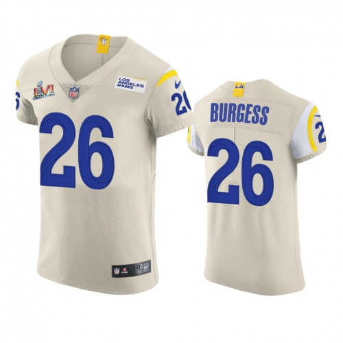 Los Angeles Los Angeles Rams #26 Terrell Burgess Men's Super Bowl LVI Patch Vapor Elite Player Jersey - Bone Men's cheap jerseys for sale - CheapJerseys.Shop