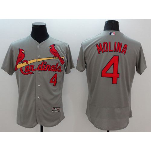 St.Louis Cardinals #4 Yadier Molina Grey Flexbase Authentic Collection Stitched Jersey Men's cheap jerseys for sale - CheapJerseys.Shop