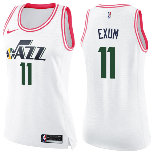 Utah Jazz #11 Dante Exum White/Pink Womens Swingman Fashion Jersey Womens cheap jerseys for sale - CheapJerseys.Shop