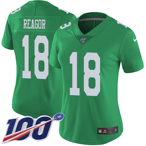 Philadelphia Eagles #18 Jalen Reagor Green Women's Stitched Limited Rush 100th Season Jersey Womens cheap jerseys for sale - CheapJerseys.Shop