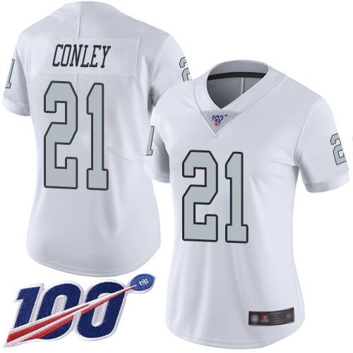 Las Vegas Raiders #21 Gareon Conley White Women's Stitched Limited Rush 100th Season Jersey Womens cheap jerseys for sale - CheapJerseys.Shop