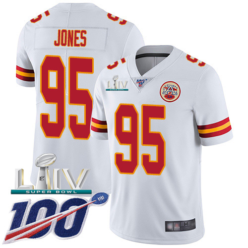 Chiefs #95 Chris Jones White Super Bowl LIV 2020 Youth Stitched 100th Season Vapor Untouchable Limited Jersey cheap jerseys for sale - CheapJerseys.Shop