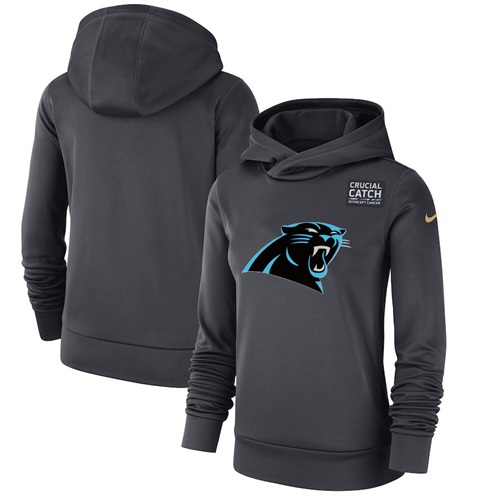 Women's Carolina Panthers Anthracite Crucial Catch Performance Pullover Hoodie cheap jerseys for sale - CheapJerseys.Shop