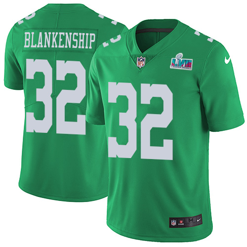 Eagles #32 Reed Blankenship Green Super Bowl LVII Patch Men's Stitched Limited Rush Jersey cheap jerseys for sale - CheapJerseys.Shop