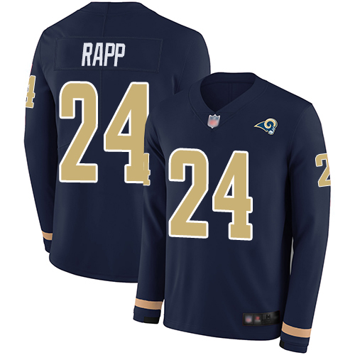 Los Angeles Rams #24 Taylor Rapp Navy Blue Team Color Men's Stitched Limited Therma Long Sleeve Jersey Men's cheap jerseys for sale - CheapJerseys.Shop