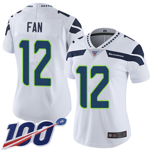 Seahawks #12 Fan White Women's Stitched 100th Season Vapor Limited Jersey cheap jerseys for sale - CheapJerseys.Shop