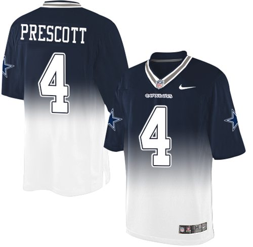 Cowboys #4 Dak Prescott Navy Blue/White Men's Stitched Elite Fadeaway Fashion Jersey cheap jerseys for sale - CheapJerseys.Shop