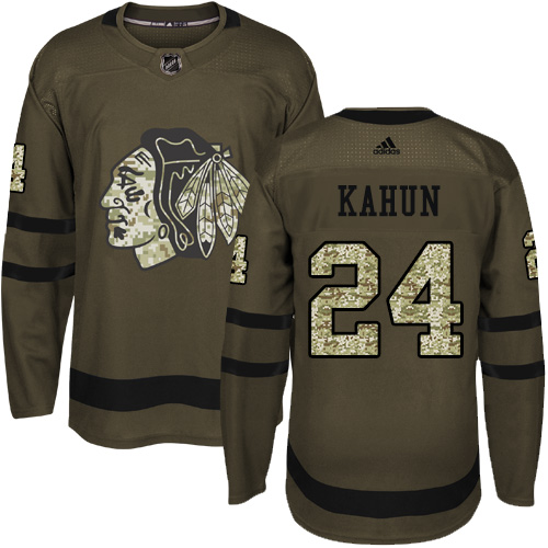 Chicago Blackhawks #24 Dominik Kahun Green Salute to Service Stitched Jersey Men's cheap jerseys for sale - CheapJerseys.Shop