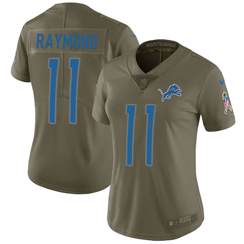 Lions #11 Kalif Raymond Olive Women's Stitched Limited 2017 Salute To Service Jersey cheap jerseys for sale - CheapJerseys.Shop