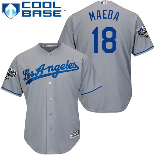 Los Angeles Dodgers #18 Kenta Maeda Grey Cool Base 2018 World Series Stitched Youth Jersey Youth cheap jerseys for sale - CheapJerseys.Shop