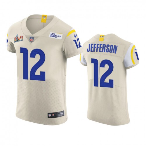 Los Angeles Los Angeles Rams #12 Van Jefferson Men's Super Bowl LVI Patch Vapor Elite Player Jersey - Bone Men's cheap jerseys for sale - CheapJerseys.Shop