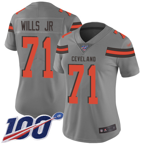 Cleveland Browns #71 Jedrick Wills JR Gray Women's Stitched Limited Inverted Legend 100th Season Jersey Womens cheap jerseys for sale - CheapJerseys.Shop