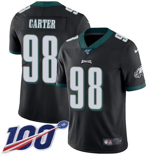Eagles #98 Jalen Carter Black Alternate Youth Stitched 100th Season Vapor Untouchable Limited Jersey cheap jerseys for sale - CheapJerseys.Shop