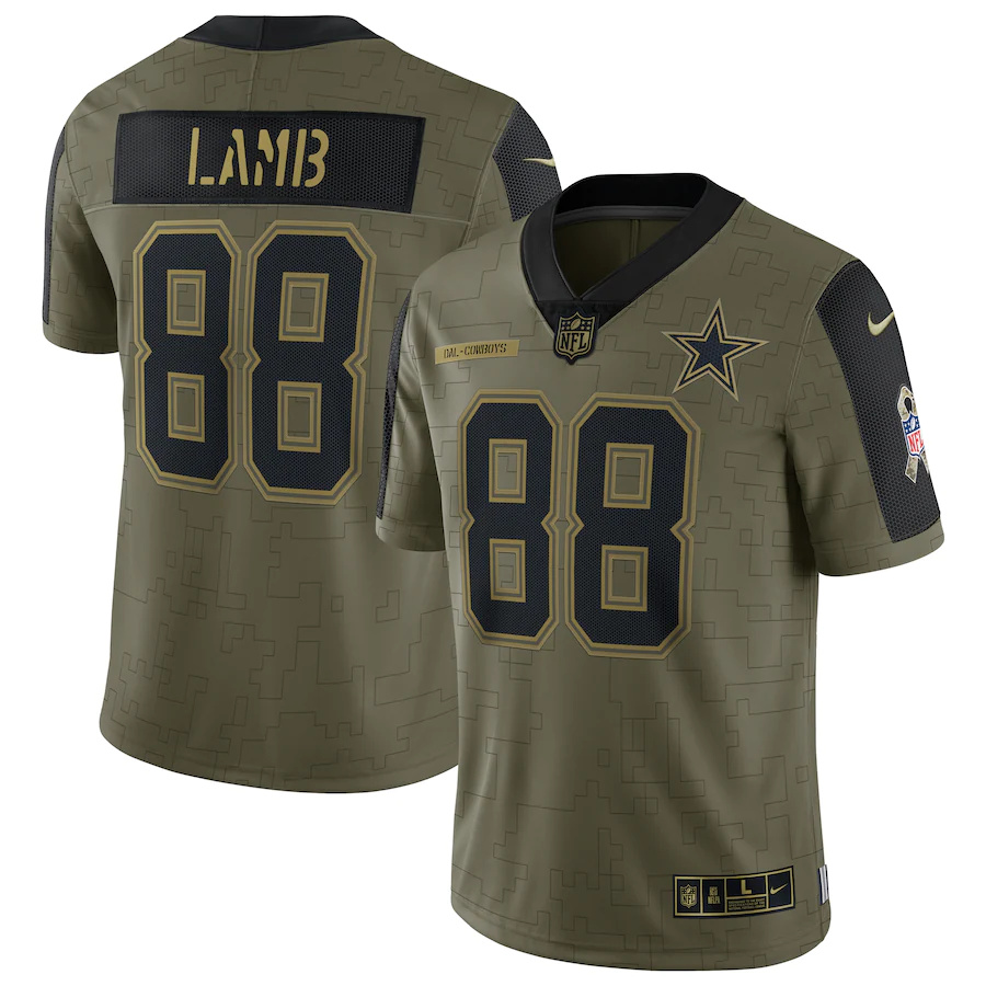 Dallas Cowboys #88 CeeDee Lamb Olive 2021 Salute To Service Limited Player Jersey cheap jerseys for sale - CheapJerseys.Shop